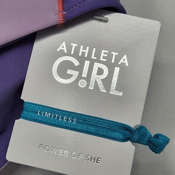 NWT Athleta Girl Reversible Mid Rise Bottom Colorblock Pink Purple Swim Girl's L - Picture 2 of 7